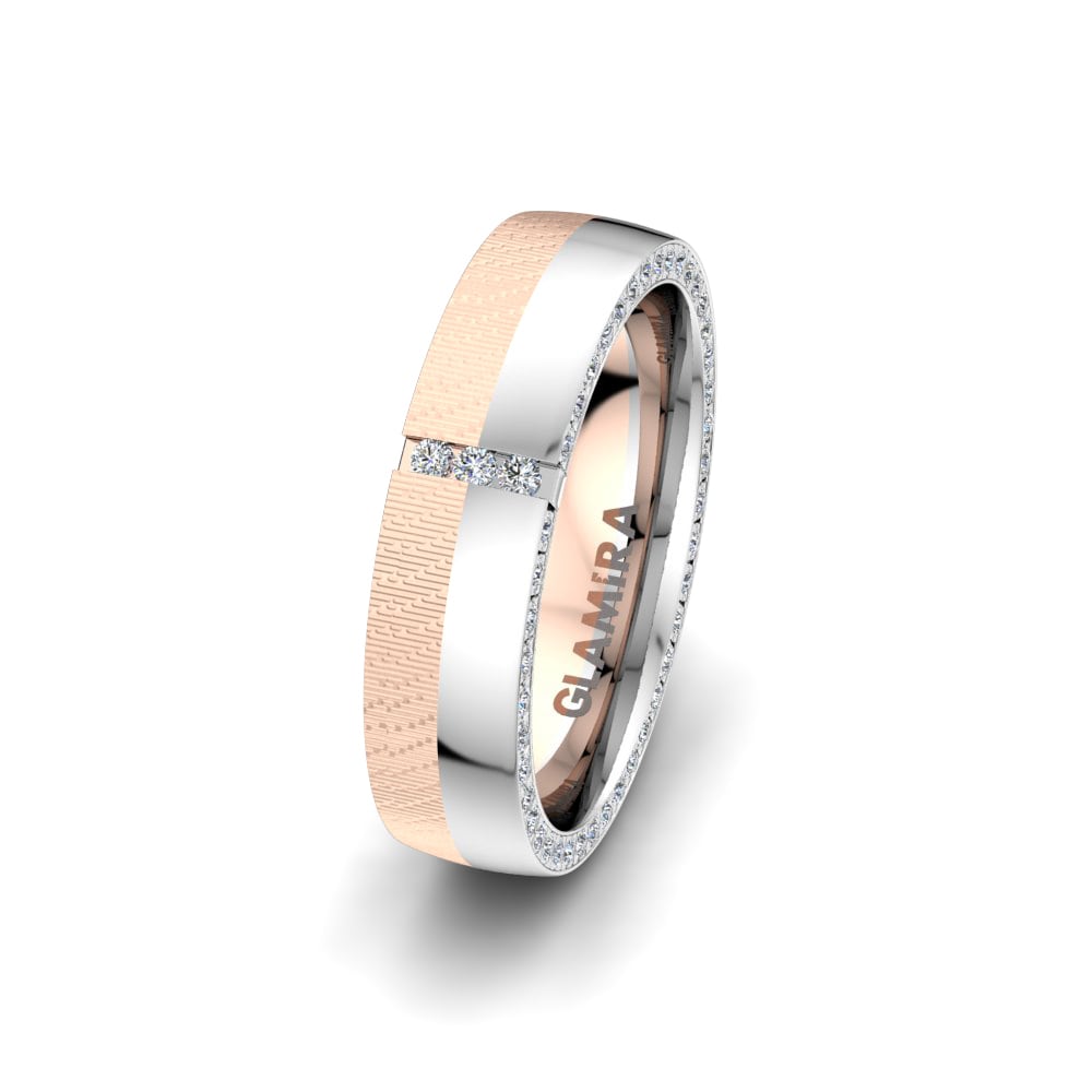 Anillo Boda Mujer Sensual Line 5 mm 18k Oro Rosa/Blanco