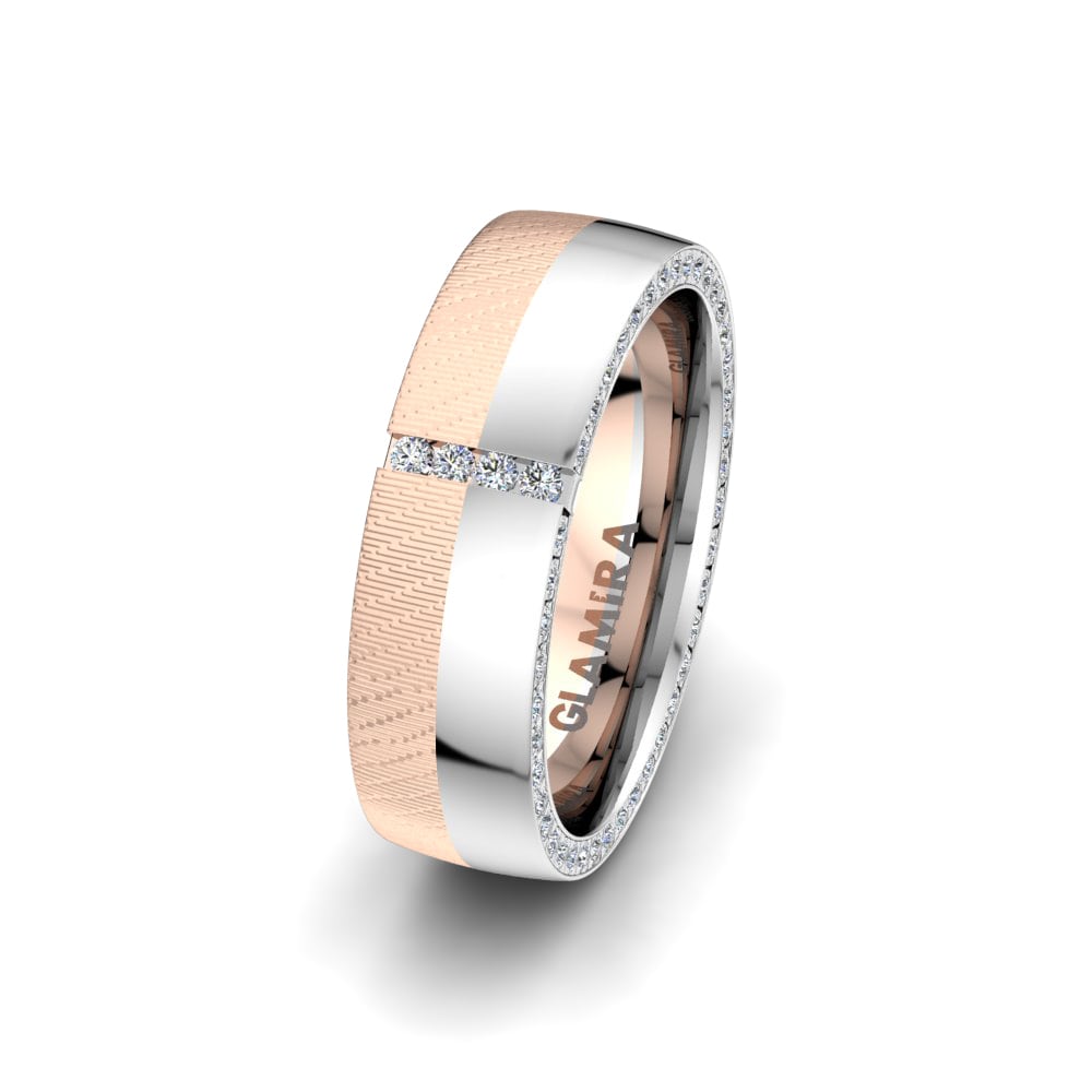 Anillo Boda Mujer Sensual Line 6 mm 18k Oro Rosa/Blanco