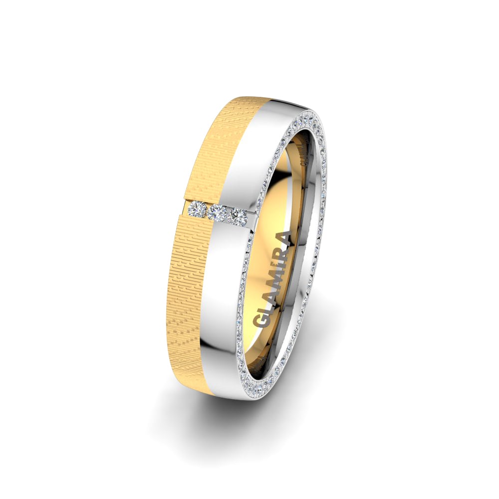 14ct Yellow & White Gold Women's Wedding Ring Sensual Line 5 mm