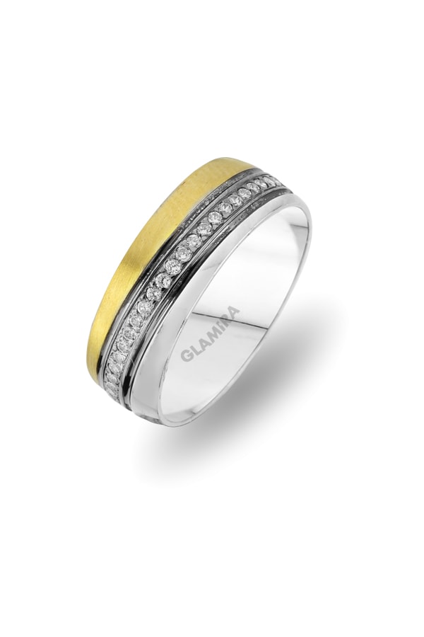 14ct White & Yellow Gold Zirconia Women's Wedding Ring Embrace Faith