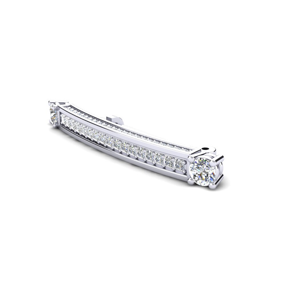 Collier Vintage Or Blanc Avec Cristaux Taillés Diamant - Modèle 616 - Très Bon état