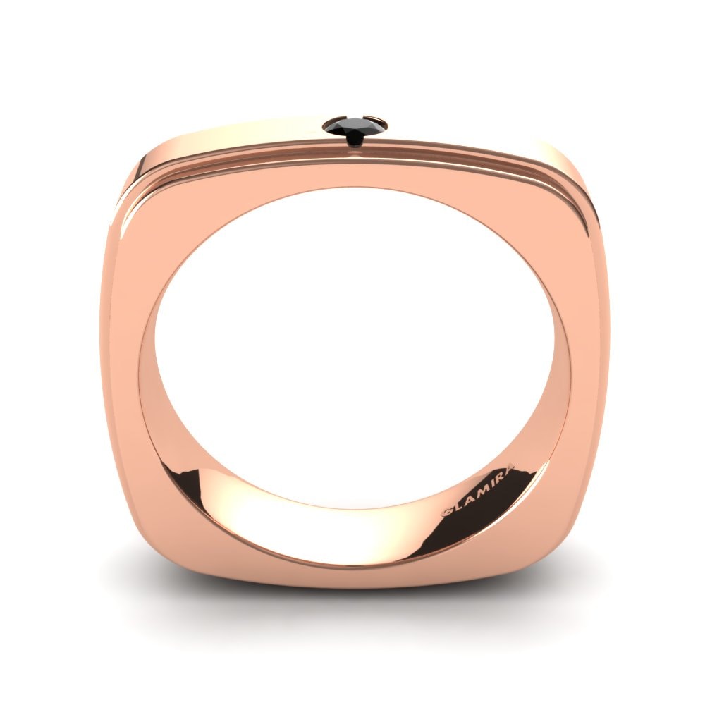 14ct Rose Gold Black Diamond Men's Ring Relaxing Voyage
