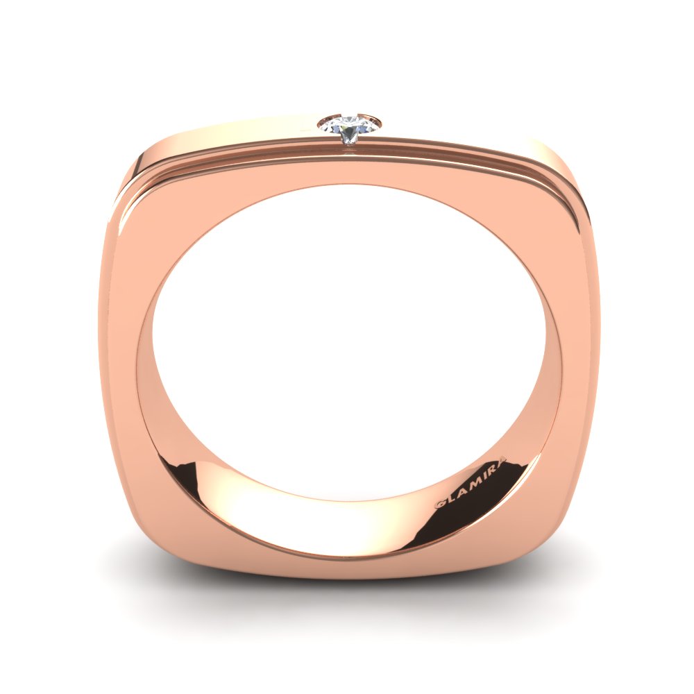 9ct Rose Gold White sapphire Men's Ring Relaxing Voyage