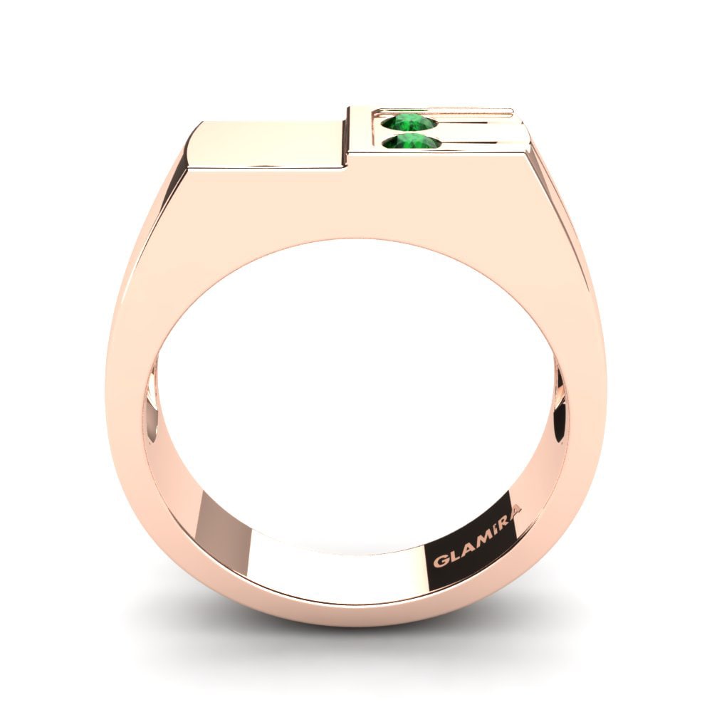 14ct Rose Gold Green Zirconia Men's Ring Perfect Balance