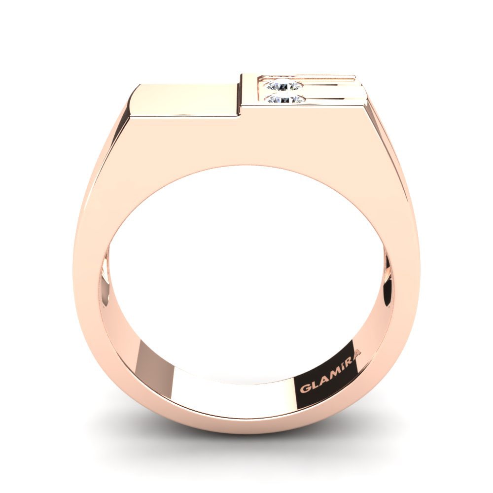 Oro Rosso 585 Diamante cresciuto in laboratorio Anello da uomo Perfect Balance