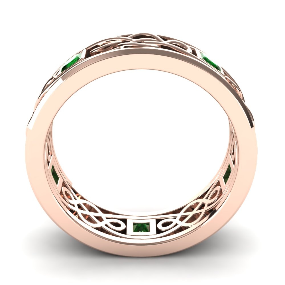 14ct Rose Gold Green Zirconia Men's Ring Heroic