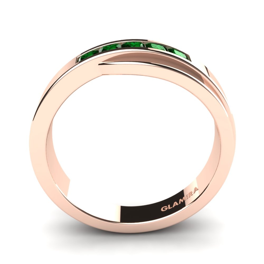 14ct Rose Gold Green Zirconia Men's Ring Magical Day