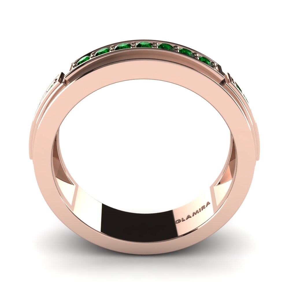 14ct Rose Gold Green Zirconia Men's Ring Final Round