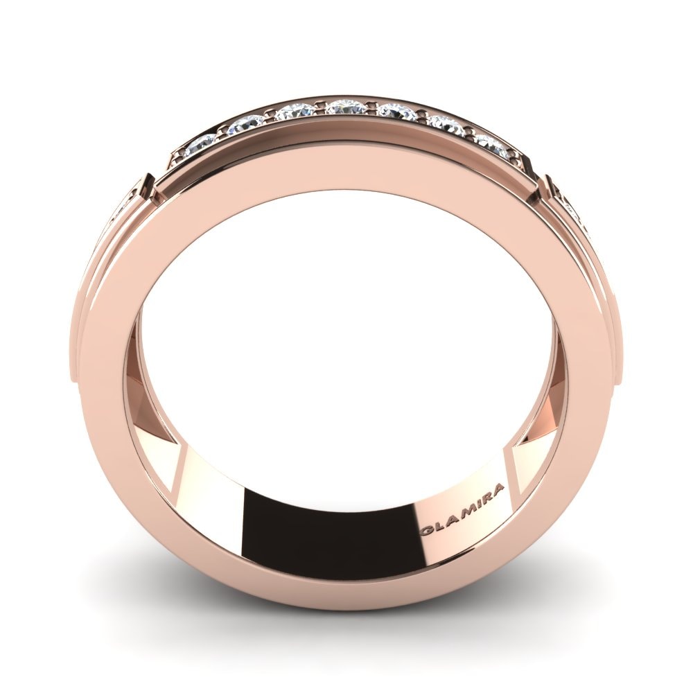 Oro Rosso 585 Diamante cresciuto in laboratorio Anello da uomo Final Round