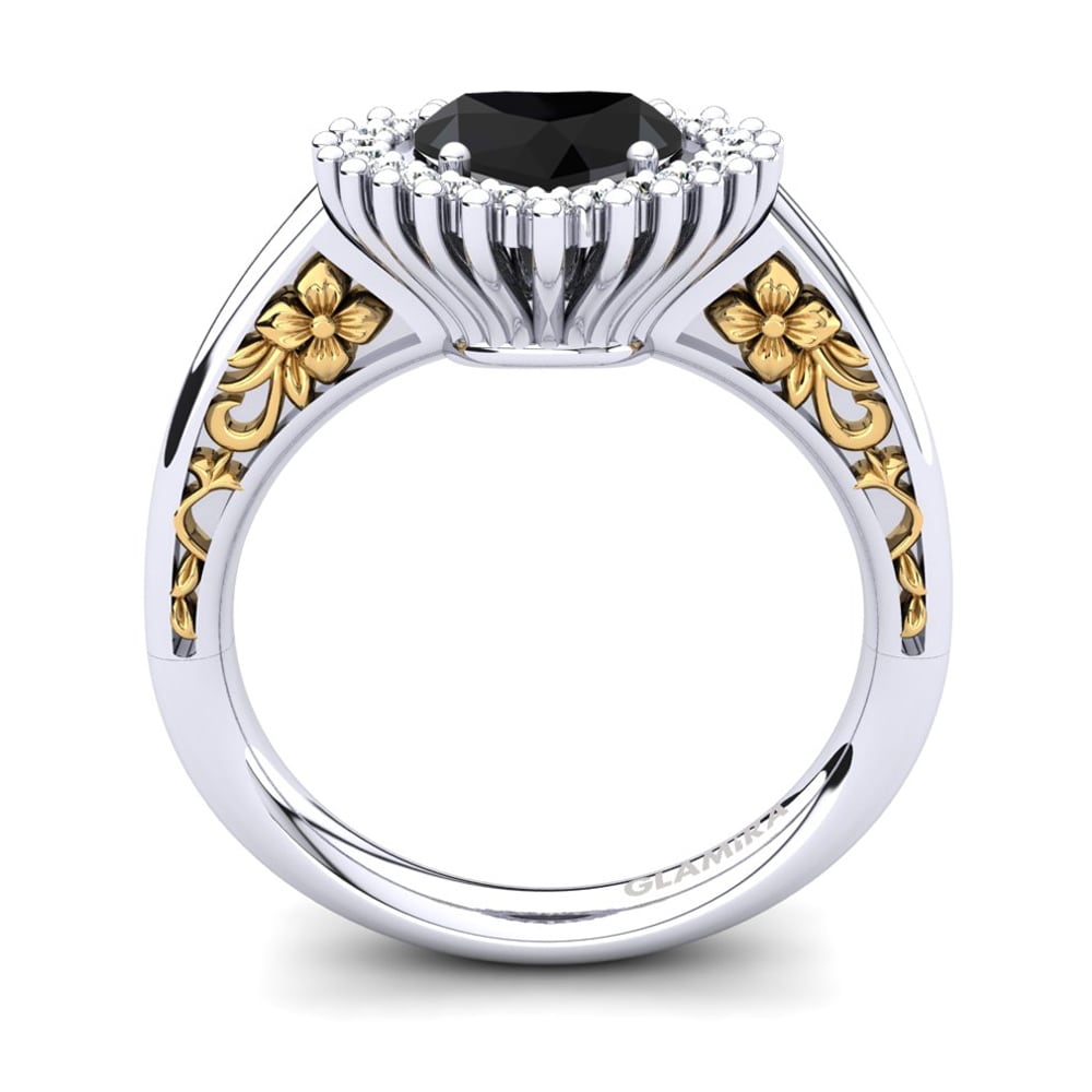 14ct White & Yellow Gold Black Onyx Women's Ring Machi