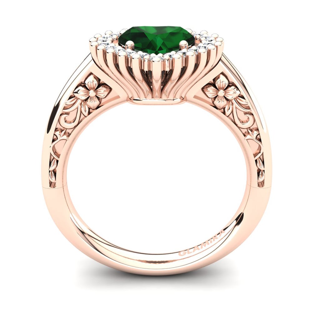 14ct Rose Gold Green Zirconia Women's Ring Machi