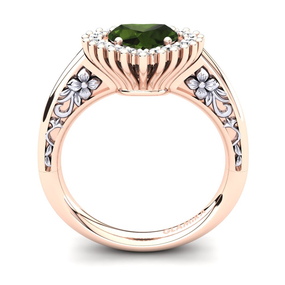 18ct Rose & White Gold Green Tourmaline Women's Ring Machi
