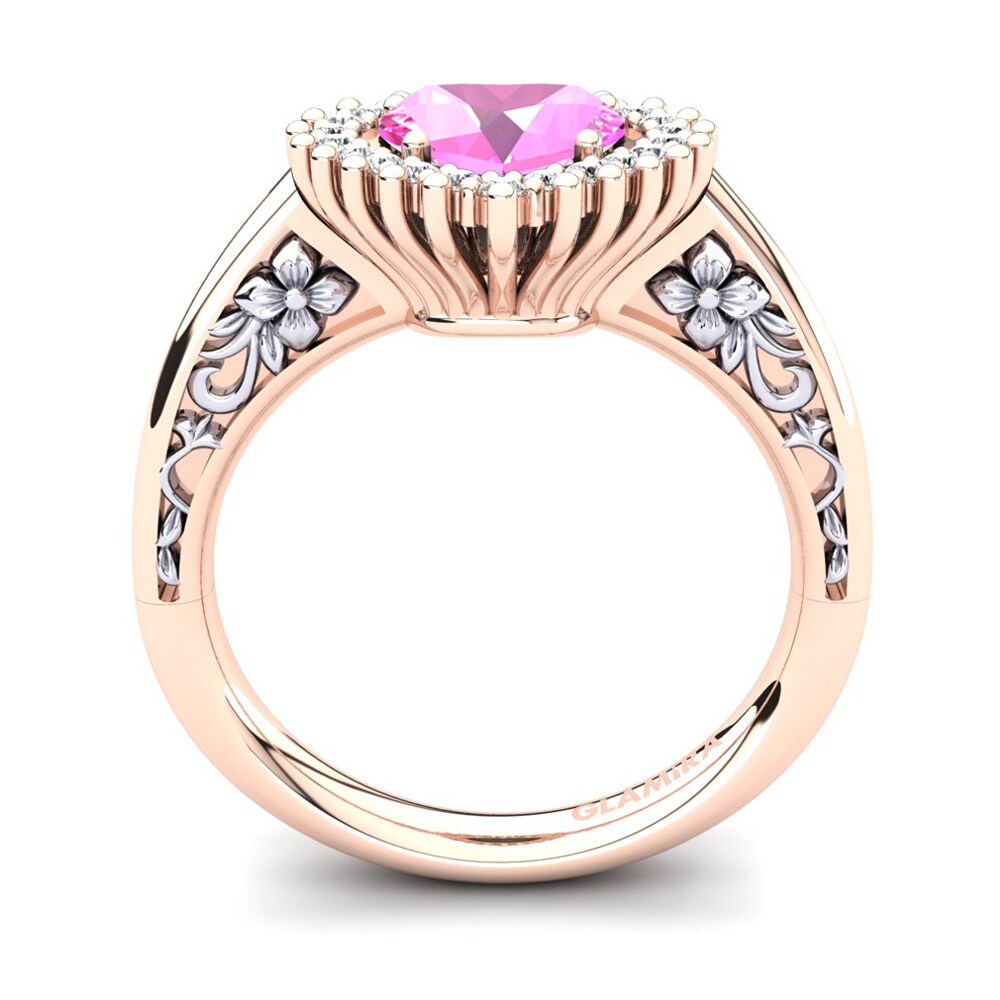 18ct Rose & White Gold Pink Tourmaline Women's Ring Machi