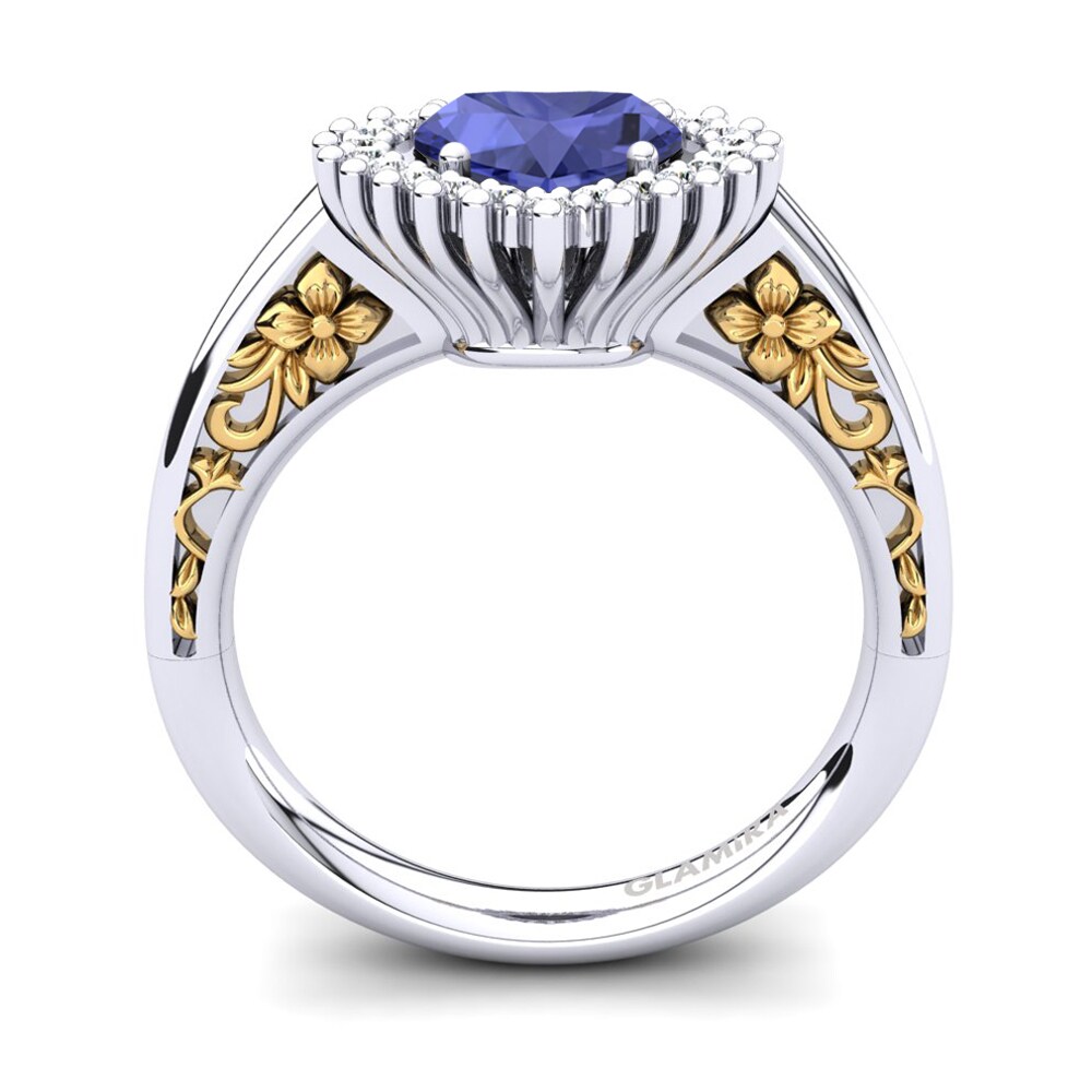 18ct White & Yellow Gold Tanzanite Women's Ring Machi