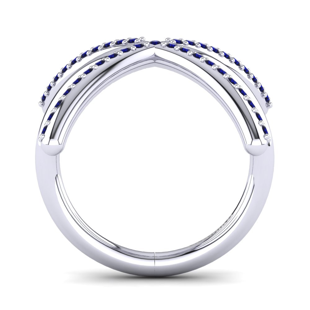 White Silver Dark Blue Zirconia Knuckle Ring Marpessa
