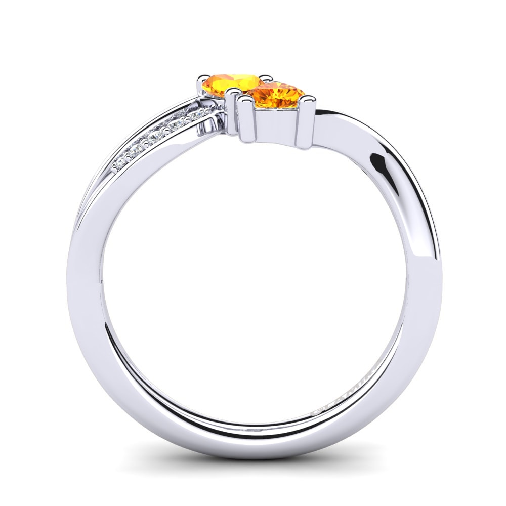 White Silver Citrine Engagement Ring Masdevalia