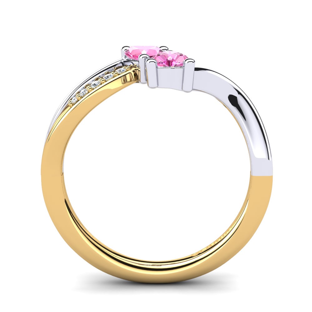 18ct Yellow & White Gold Pink Tourmaline Engagement Ring Masdevalia