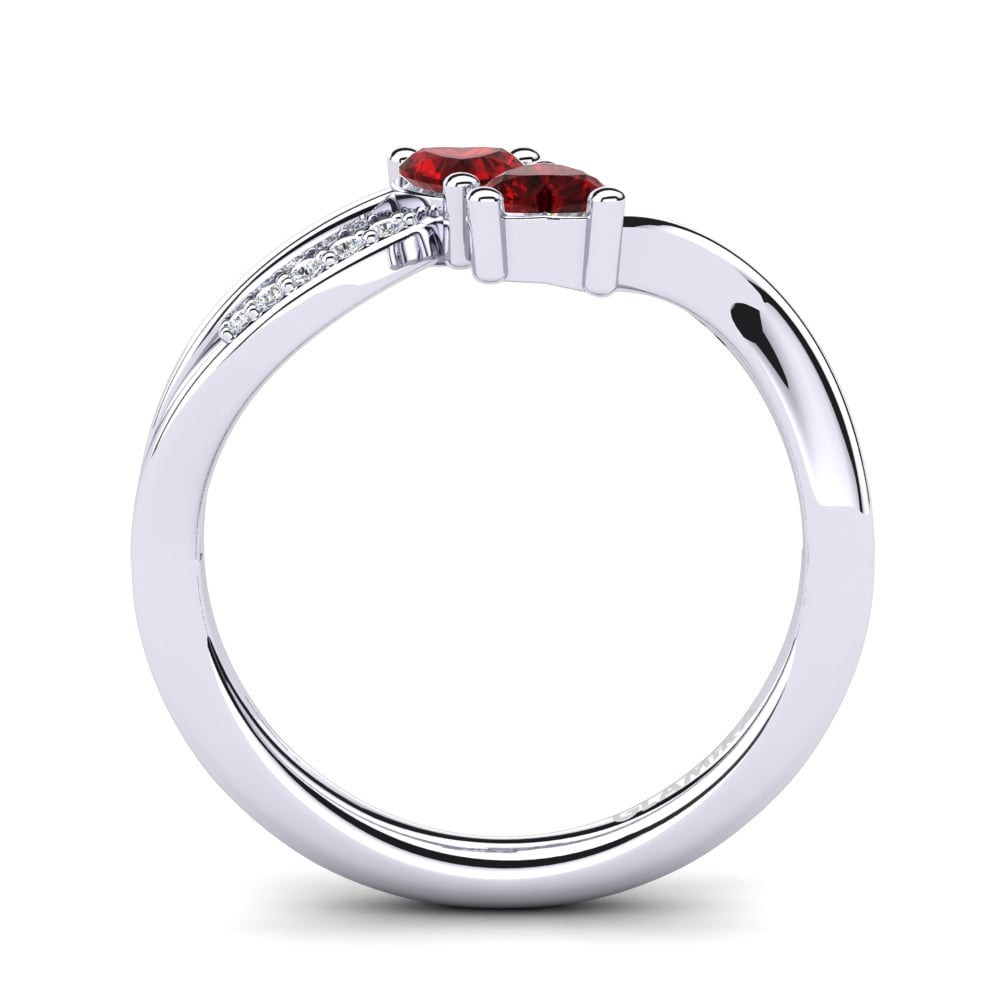 White Silver Red Zirconia Engagement Ring Masdevalia