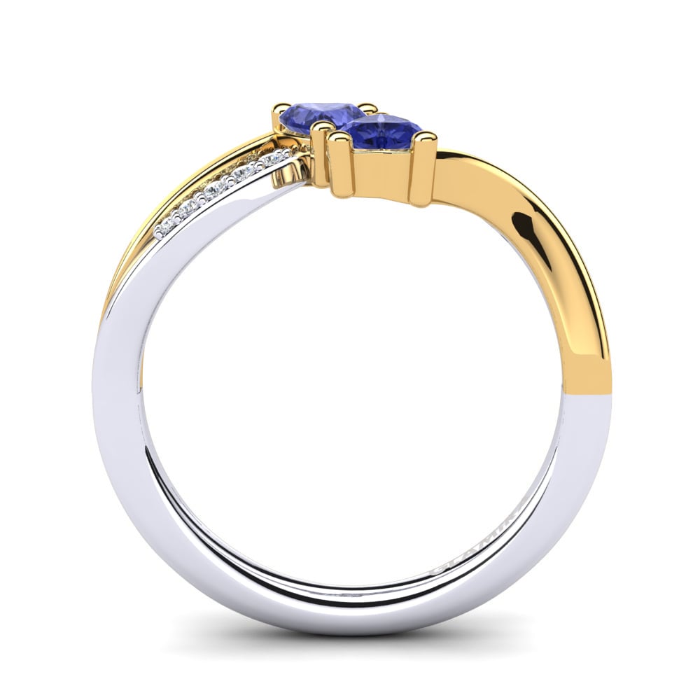 18ct White & Yellow Gold Tanzanite Engagement Ring Masdevalia