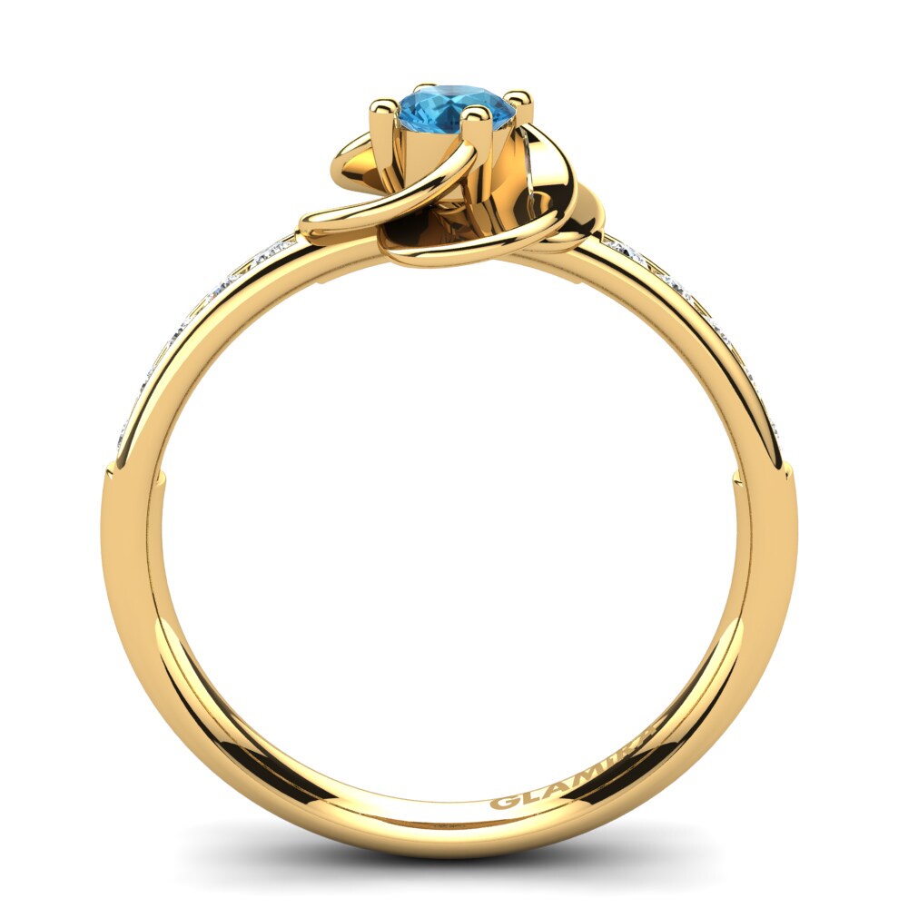 9ct Yellow Gold Blue Topaz Ring Mayo