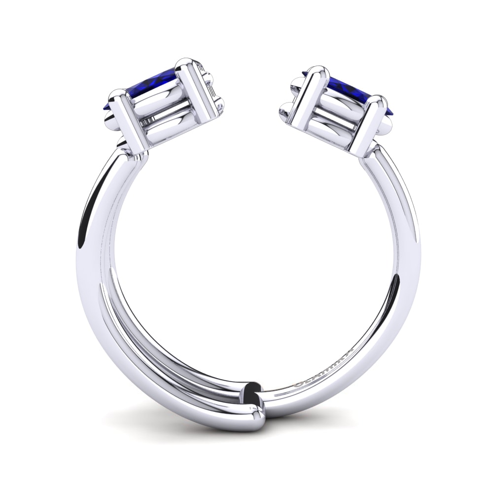White Silver Dark Blue Zirconia Knuckle Ring Meliora