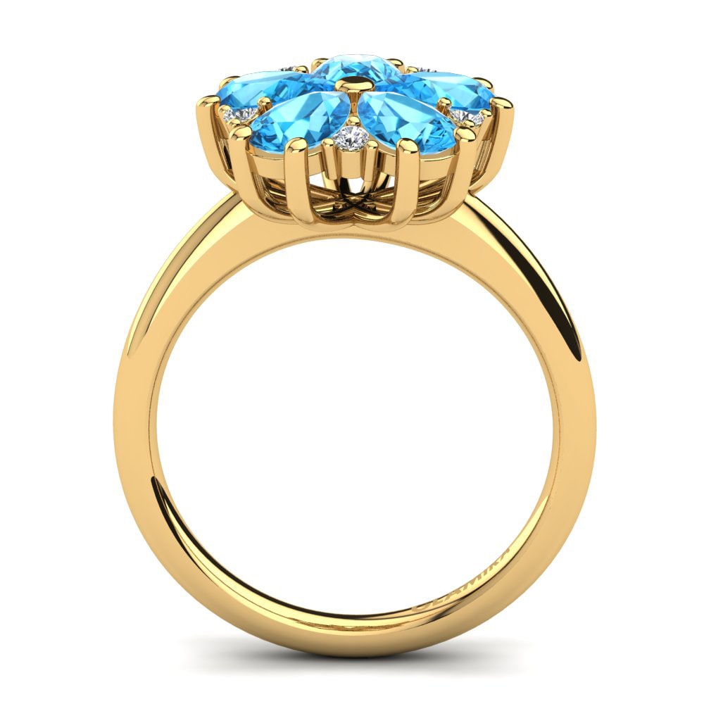 9ct Yellow Gold Blue Topaz Ring Merida
