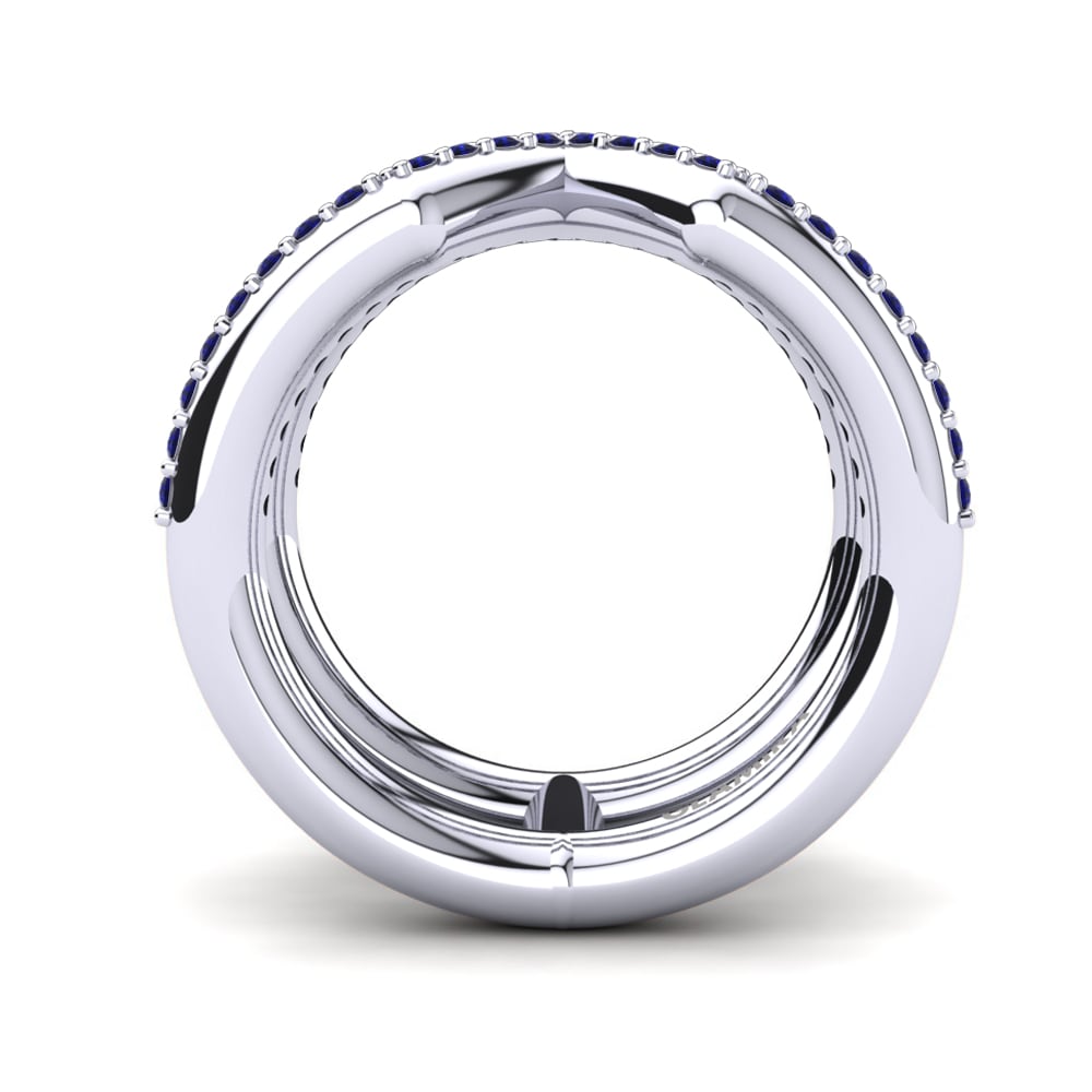 White Silver Dark Blue Zirconia Knuckle Ring Naiya