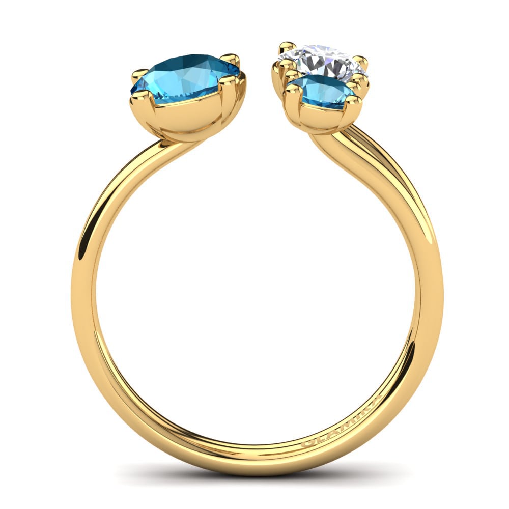 9ct Yellow Gold Blue Topaz Ring Negri