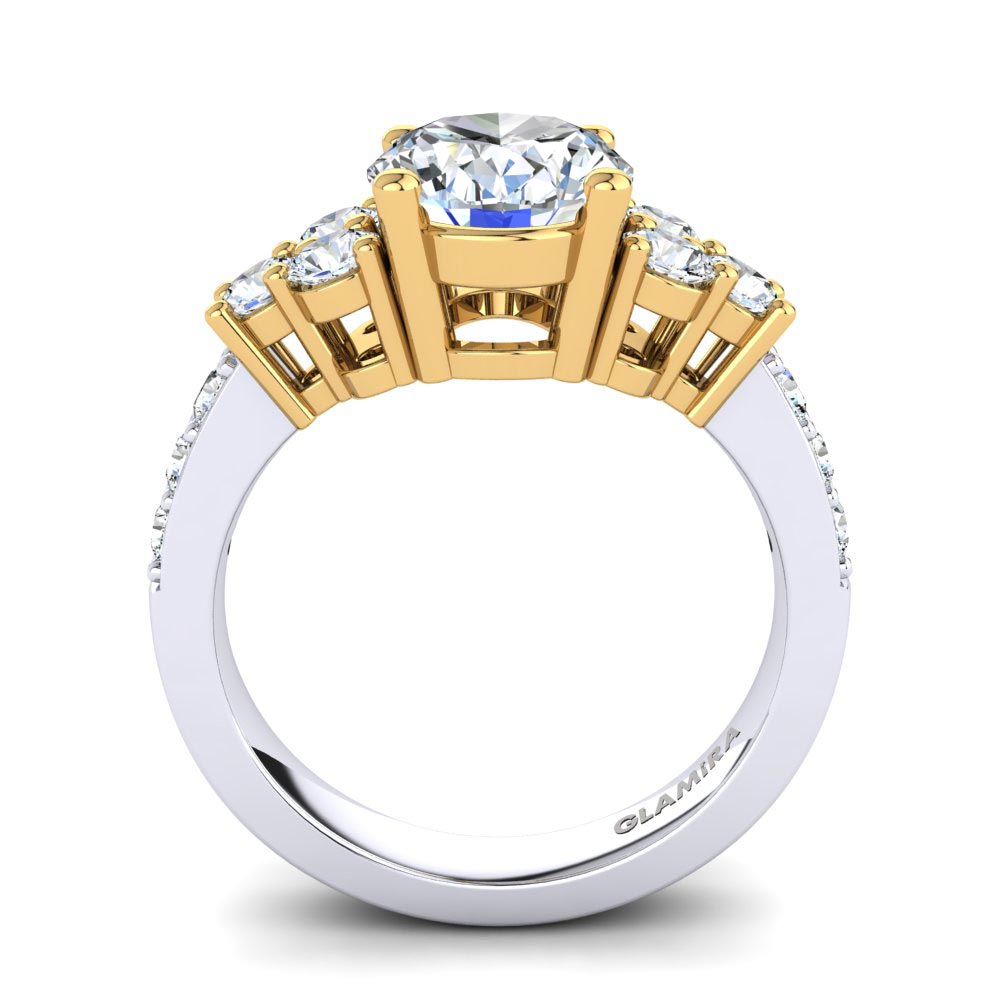 14ct White / Yellow Gold White Topaz Engagement Ring Cecily