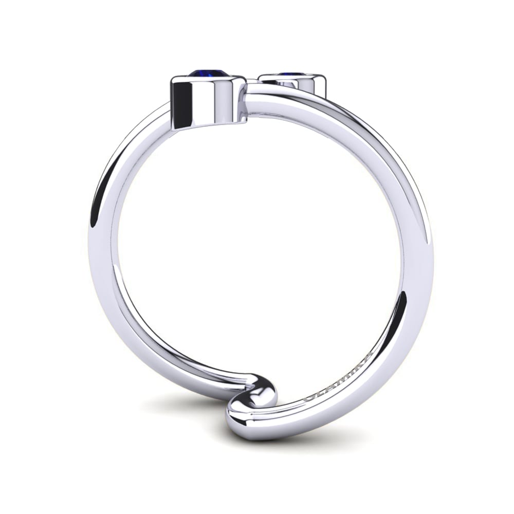 White Silver Dark Blue Zirconia Knuckle Ring Odile