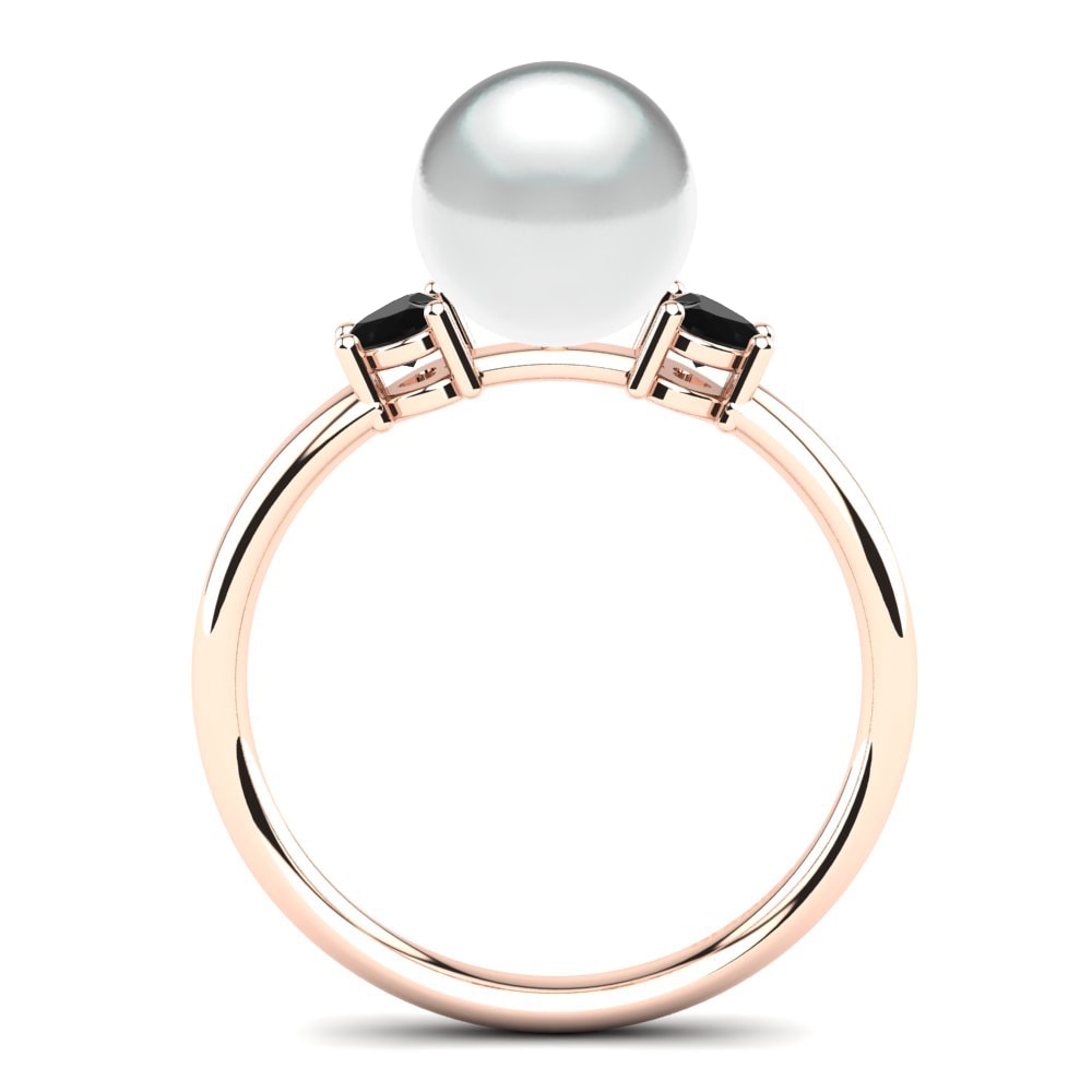 18ct Rose Gold Black Diamond Ring Lorelye Ø8 mm