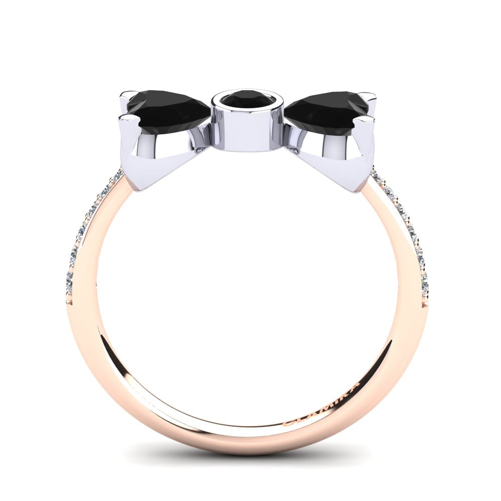 14ct Rose & White Gold Black Onyx Ring Paras