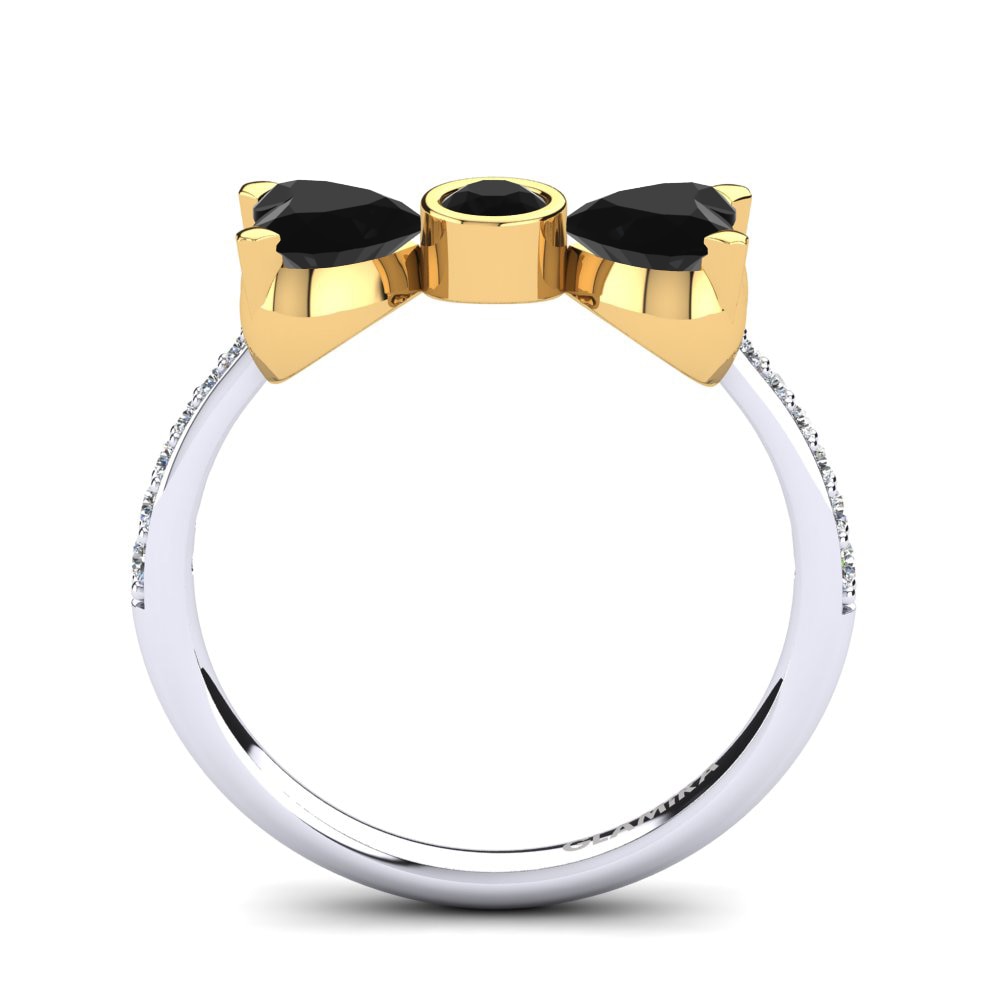 14ct White & Yellow Gold Black Onyx Ring Paras