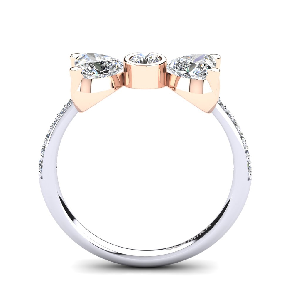 18ct White & Rose Gold White sapphire Ring Paras