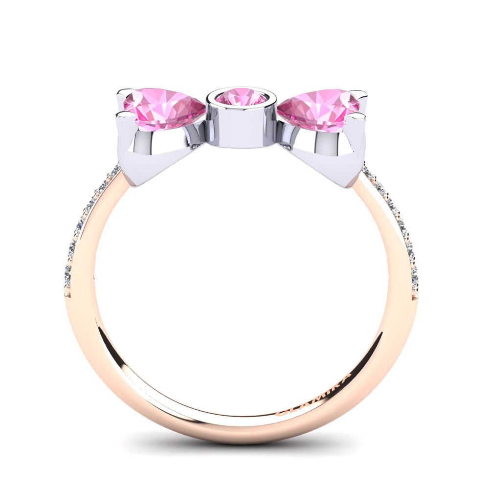 18ct Rose & White Gold Pink Tourmaline Ring Paras