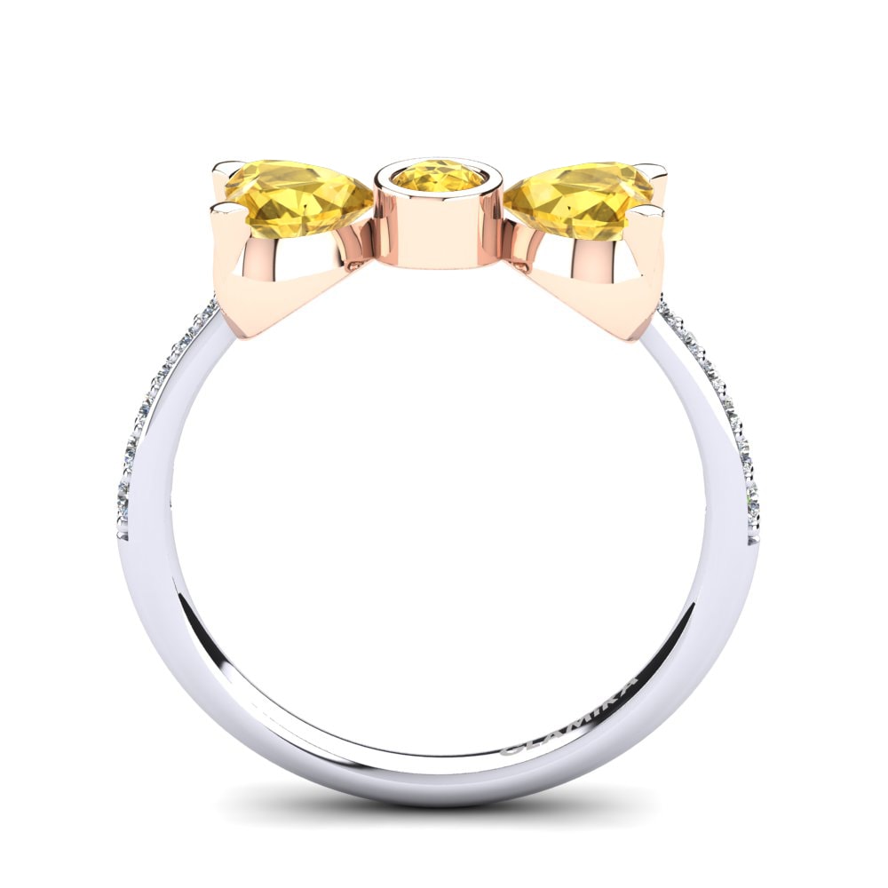 9ct White & Rose Gold Yellow Sapphire Ring Paras