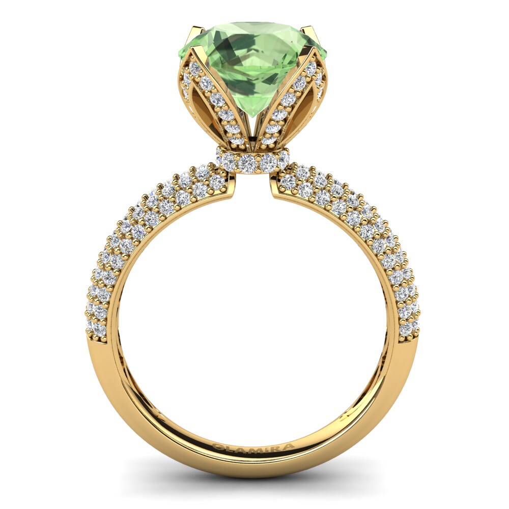 Green Amethyst Engagement Ring Queen 3.0 crt