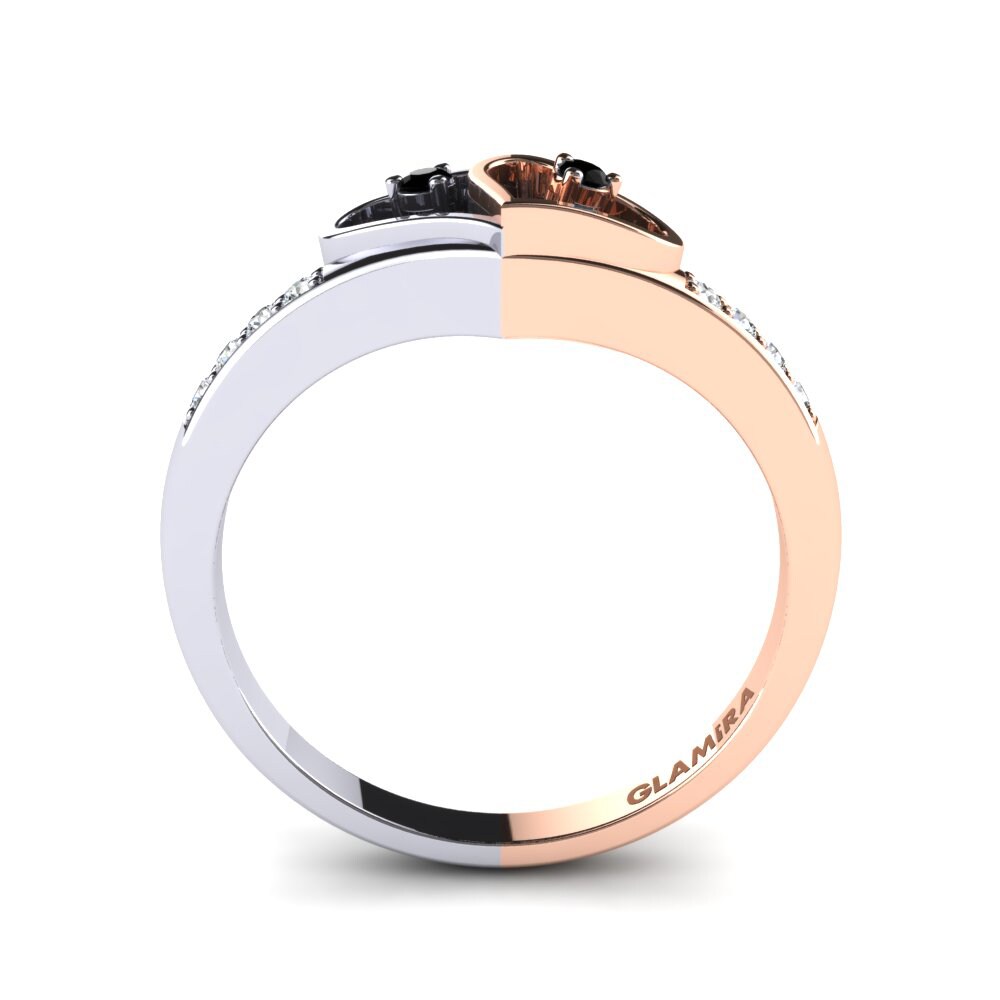 14ct Rose & White Gold Black Onyx Ring Gaby