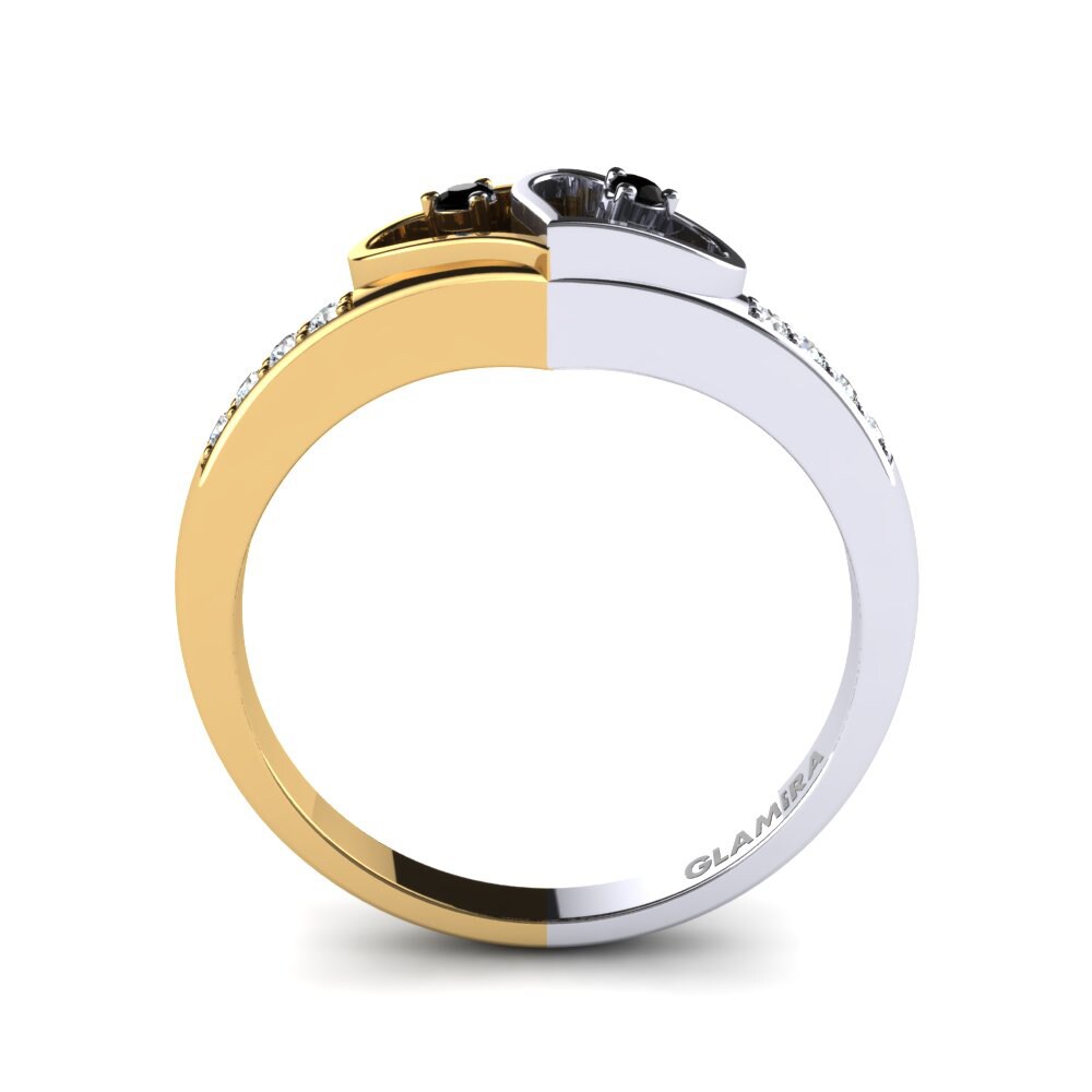 14ct White & Yellow Gold Black Onyx Ring Gaby
