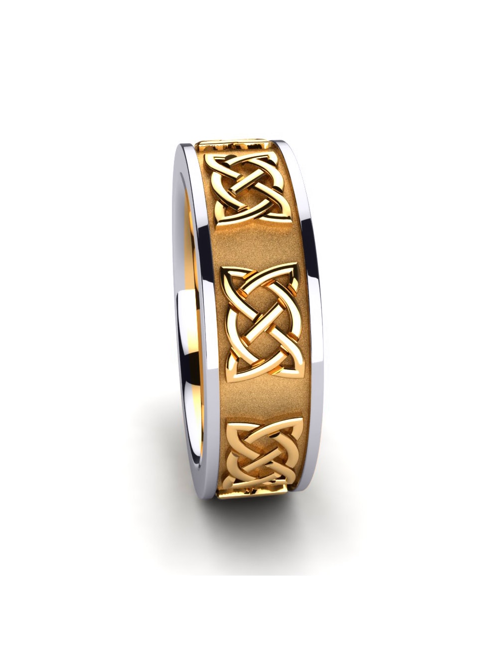 Celtic Yellow white gold Women's Ring Celtic Harmony