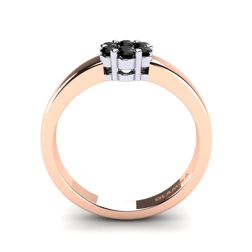 14ct Rose & White Gold Black Onyx Ring Eldora