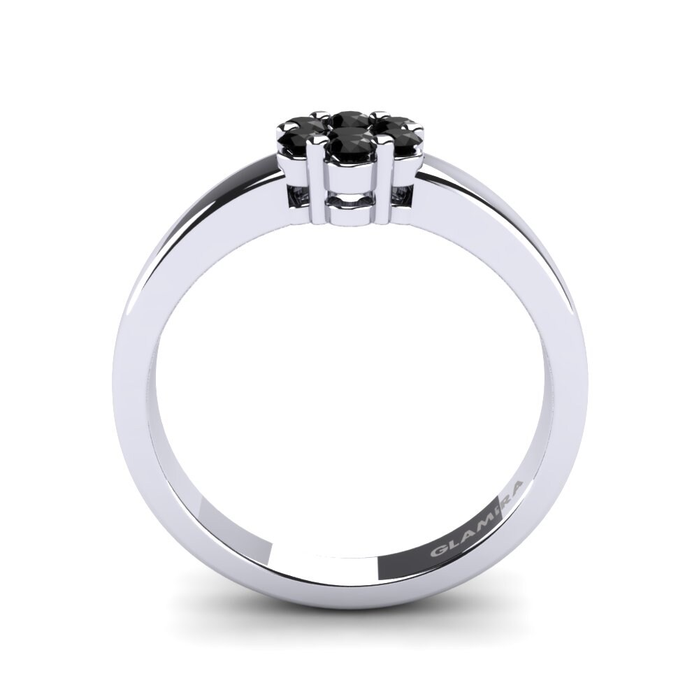 White Silver Black Onyx Ring Eldora