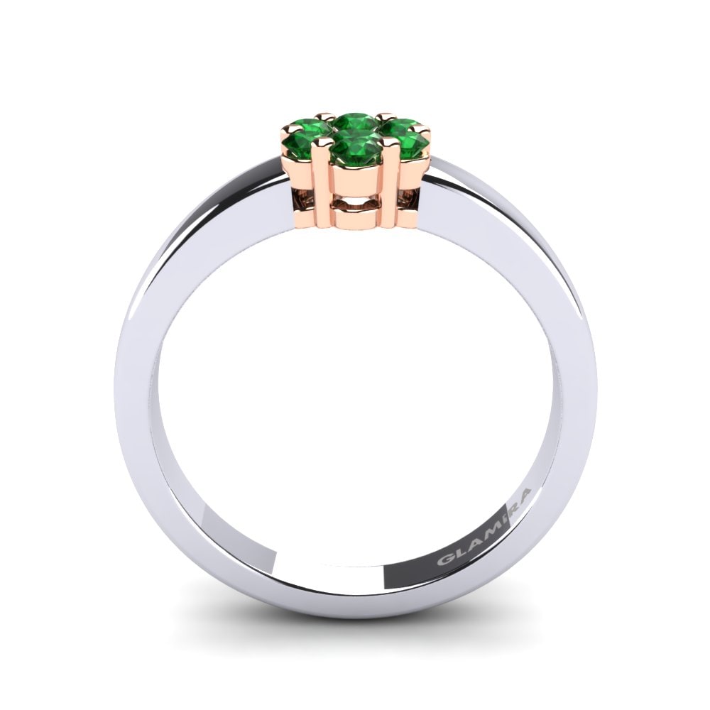 14ct White & Rose Gold Emerald Ring Eldora