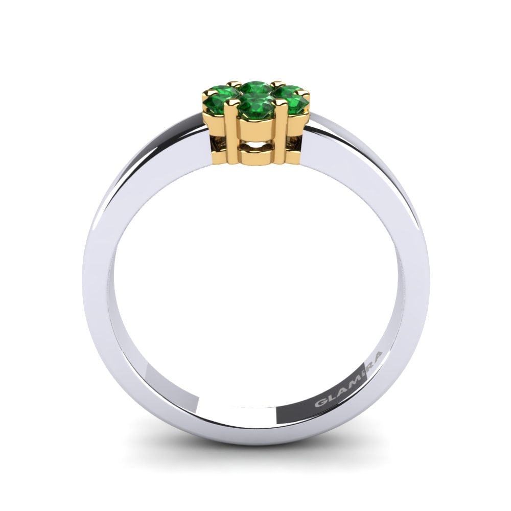 14ct White & Yellow Gold Emerald Ring Eldora