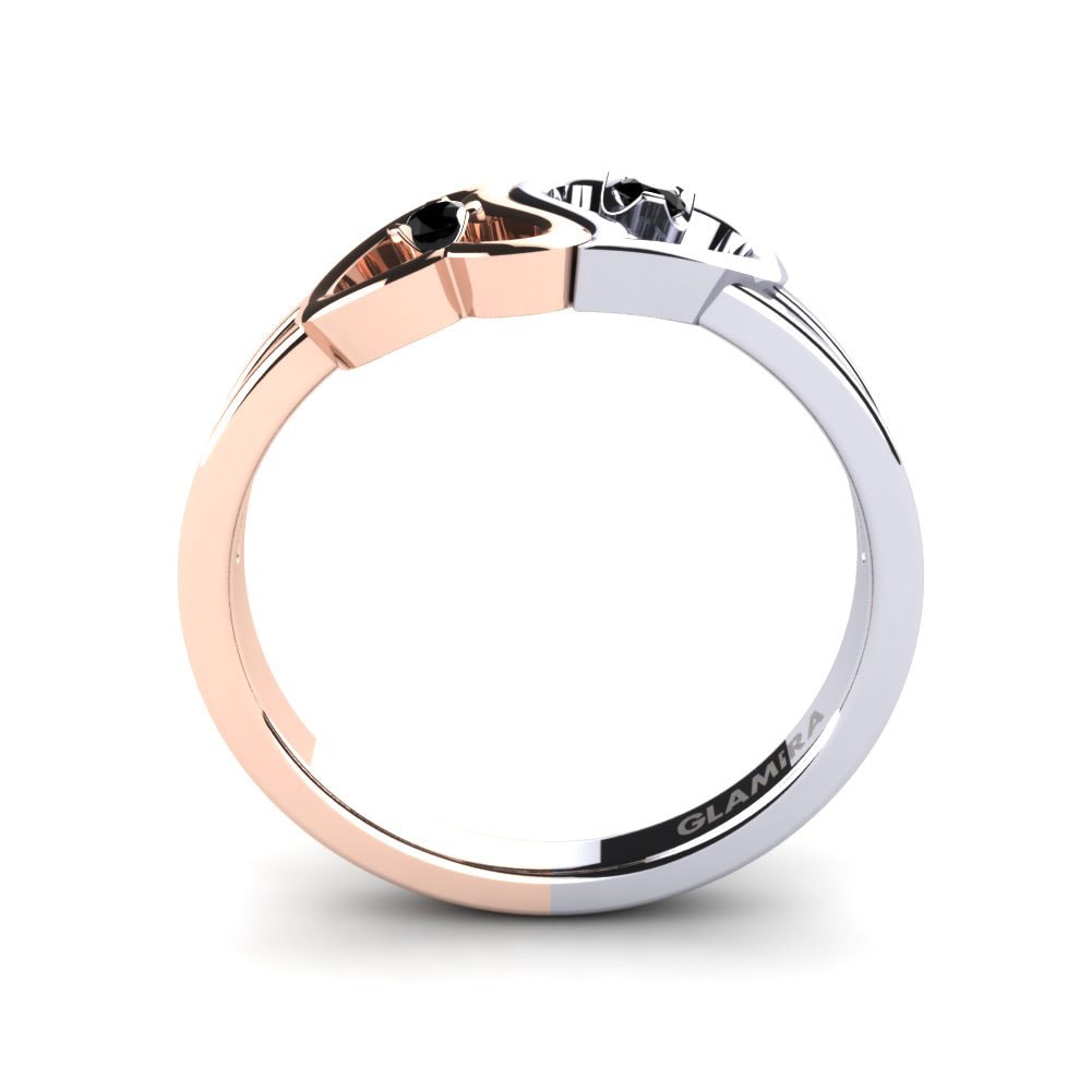 14ct Rose & White Gold Black Onyx Ring Mindy