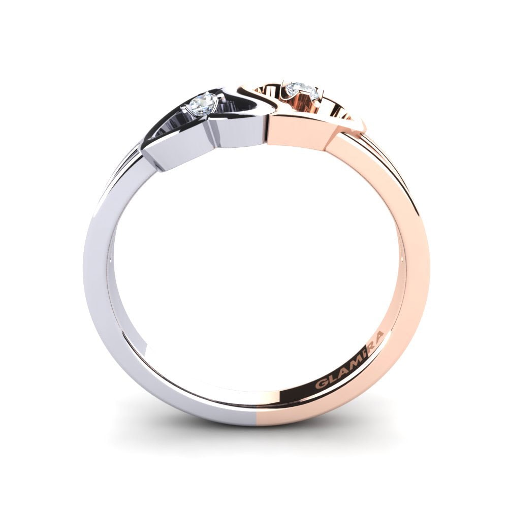 18ct White & Rose Gold White sapphire Ring Mindy