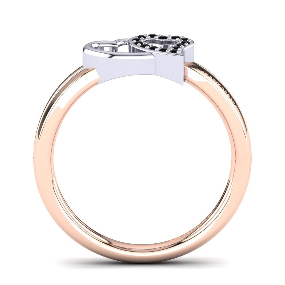 14ct Rose & White Gold Black Onyx Ring Aditya