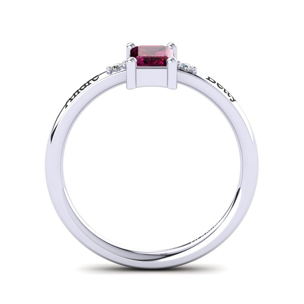 White Silver Rhodolite Garnet Ring Eliseo