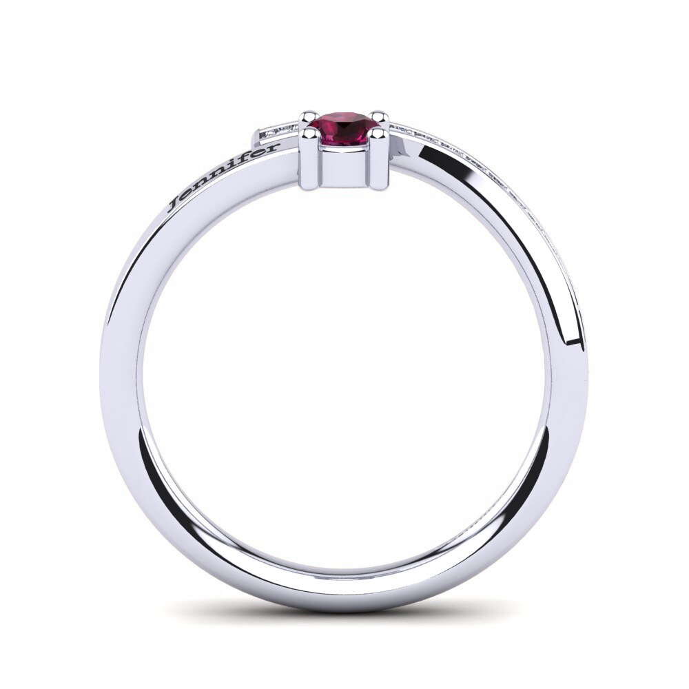 White Silver Rhodolite Garnet Ring Fridolin