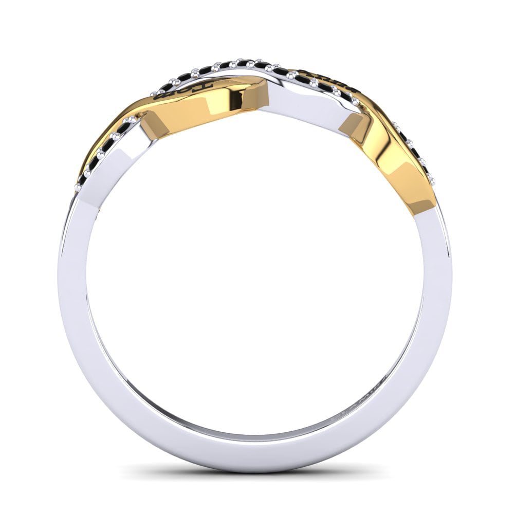 14ct White & Yellow Gold Black Onyx Ring Gerwin
